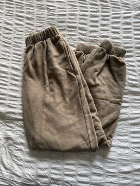 Cozy Taupe Elastic Waist Sweatpants